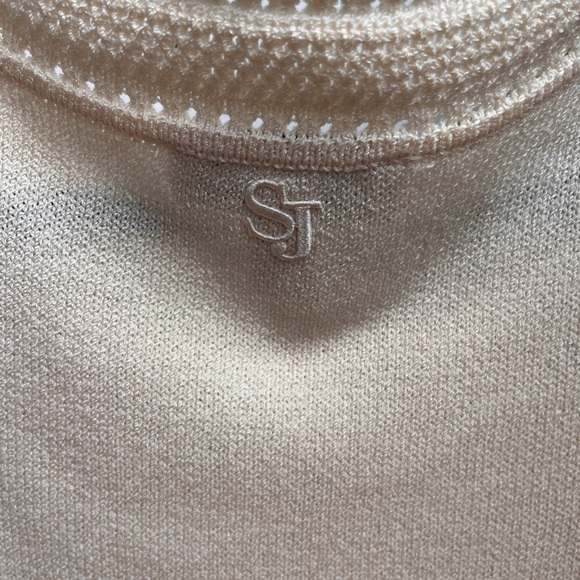 ST JOHN Sport cream knit tank P will blend crochet detail - Picture 7 of 9